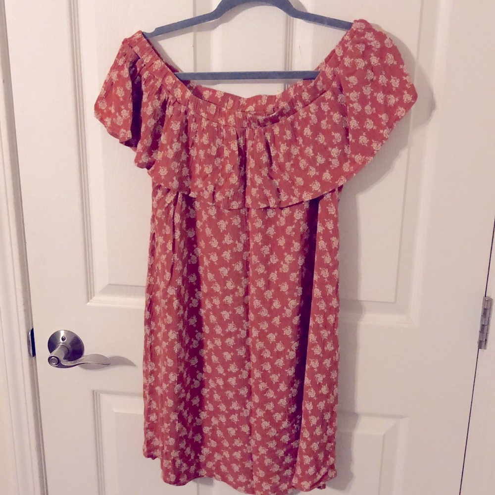 Off The Shoulder Burnt Orange Dress